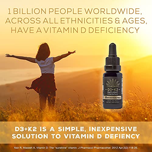 Surthrival: D3+K2 Daylight Concentrate, AKA The Sunshine Vitamin, 0.5 oz, Approx. 270 Servings, Supports Immune, Cardiovascular & Bone Health