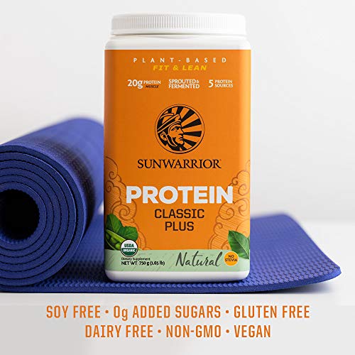 Sunwarrior - Classic Plus, Vegan Protein Powder with Peas & Brown Rice, Raw Organic Plant Based Protein (30, Natural)