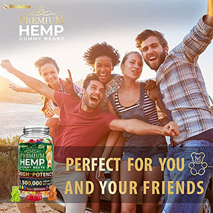 Wellution Hemp Gummies 1,500,000 XXL High Potency - Fruity Gummy Bear with Hemp Oil, Natural Hemp Candy Supplement