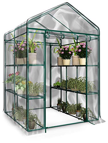 Walk-in Greenhouse- Indoor Outdoor with 8 Sturdy Shelves-Grow Plants, Seedlings, Herbs, or Flowers in Any Season-Gardening Rack by Home-Complete