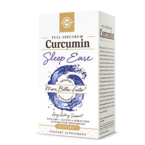 Solgar Full Spectrum Curcumin Sleep Ease, 60 Licaps - Supports Calm, Tranquil Rest & Relaxation, Antioxidant Support - Melatonin, PharmaGABA, Venetron, Curcumin - Non-GMO, Vegetarian - 30 Servings
