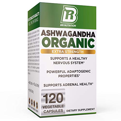 BRI Nutrition Organic Ashwagandha - Supports Healthy Mood, Energy Levels & Calm State of Mind - 1400mg Per Service (120 Count)