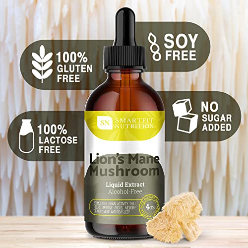 Lions Mane - Lions Mane Extract - Natural Lions Mane Tincture - Made in USA - Organic Lions Mane Mushroom Supplement for Memory, Focus & Clarity - Daily Mushroom Supplement - Vegan, Organic - 4 Fl Oz