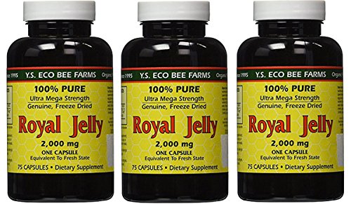 YS Eco Bee Farms Royal Jelly 2,000 mg - 75 capsules (Pack of 3)