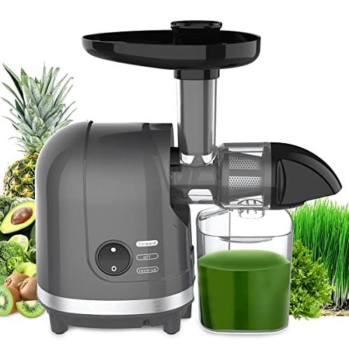 Slow Juicer Machines Cold Pressed Masticating Auger Juicer Extractor Separates Pulp for Hard Soft Vegetables and Fruits, BPA Free, Dishwasher Safe, Easy to Clean, Quiet Motor, Large Capacity with Cup