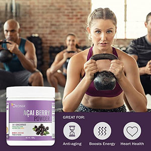 ORONIA Canada Acai Berry Powder – Premium Freeze-Dried from Brazil 120 Gram Natural Antioxidant Superfood Non GMO Gluten Free Anti Aging 20:1 Concentrate