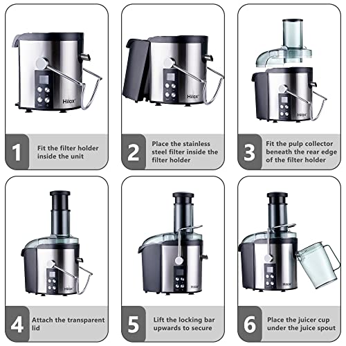 1100W High Speed Centrifugal Juicer Machine Juice Extractor,4 Speed Control & Pulse Function & LCD Screen, 3” Wide 8" High Feed Chute,Easy to Clean,BPA Free,Included Brush