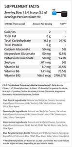 Metabolic Nutrition - ESP - Stimulating Pre Workout, Pre Intra Workout Supplement, Energy and Endurance Stimulating, Natural & Safe, High Energy, Mental Focus, Green Apple, 300 Grams (90 Servings)