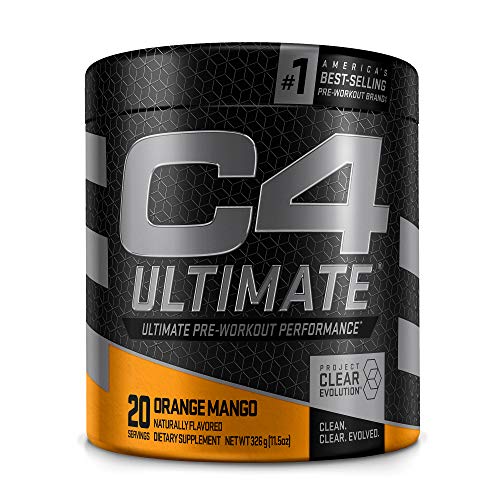 C4 Ultimate Pre Workout Powder Orange Mango - Sugar Free Preworkout Energy Supplement for Men & Women - 300mg Caffeine + 3.2g Beta Alanine + 2 Patented Creatines - 20 Servings