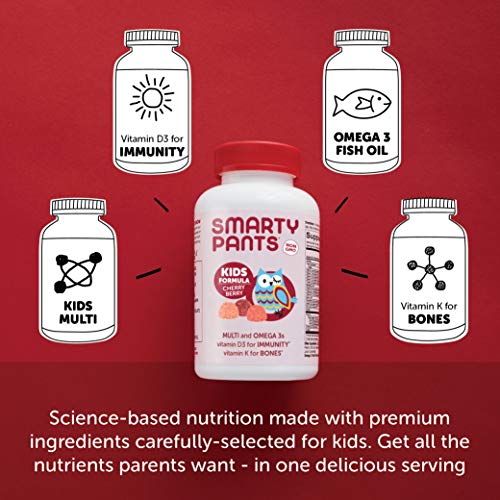 SmartyPants Kids Formula Daily Gummy Multivitamin: Vitamin C, D3, and Zinc for Immunity, Gluten Free, Omega 3 Fish Oil, Vitamin B6, B12, Cherry Berry, 120 Count (30 Day Supply)