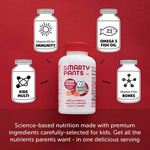 SmartyPants Kids Formula Daily Gummy Multivitamin: Vitamin C, D3, and Zinc for Immunity, Gluten Free, Omega 3 Fish Oil, Vitamin B6, B12, Cherry Berry, 120 Count (30 Day Supply)