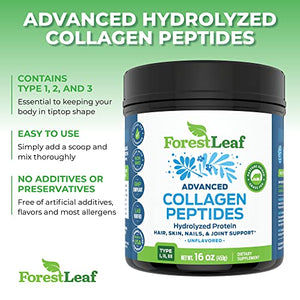 Advanced Hydrolyzed Collagen Peptides - Unflavored Protein Powder - Mixes Into Drinks and Food - Pasture Raised, Grass Fed - for Paleo and Keto; Joints and Bones - 41 Servings Collegen