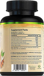 Turmeric Curcumin Supplement with Ginger & Apple Cider Vinegar (120 Count), BioPerine Black Pepper, Tumeric & Ginger, 95% Curcuminoids & Joint Supplement, Antioxidant Tumeric Supplements Capsules