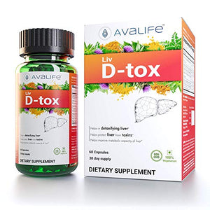 Avalife Liv D-tox - Ultimate Liver Cleanse & Detox Formula for Men & Women - Gluten Free, Vegan & Non-GMO - 60 Capsules