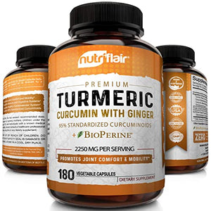 Turmeric Curcumin with Ginger & BioPerine Black Pepper Supplement :: Anti-Inflammatory, Antioxidant, Anti Aging :: 100% Natural, Non-GMO, Vegan Best Maximum Potency, No Side Effects (180 Capsules)