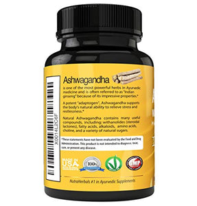 Ashwagandha Supplement Made with Organic Ashwaganda Root Powder 1200mg with Black Pepper Extract for Increased Absorption - 120 Pullulan Capsules