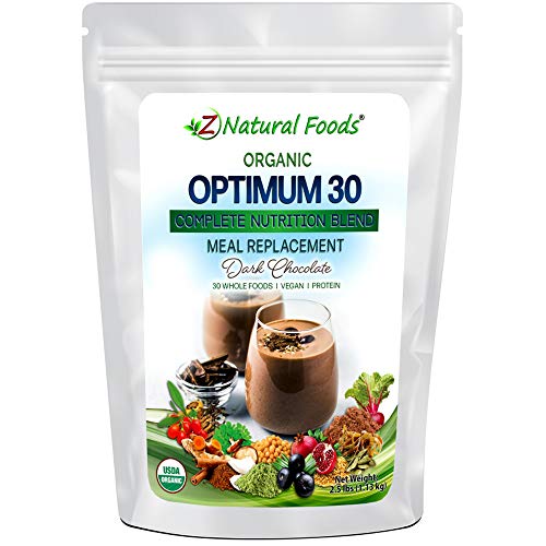 Organic Optimum 30 Meal Replacement Powder - Dark Chocolate - Complete Nutrition Superfood Blend - Plant Based Protein + Healthy Fat + Greens + Fruits + Mushrooms - Vegan, Gluten Free, Non GMO, Kosher