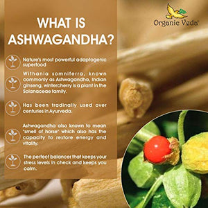 Organic Veda Ashwagandha Powder 1 lb | High Potency Natural Withanolides, Pure 100% Organic Ashwagandha, Premium Selected Roots, India Original Withania somnifera, Non GMO | Anxiety Relief & Adrenal Support