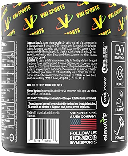 VMI Sports | K-XR Pre-Workout Energy Powder | Intense Energy Pre-Workout Drink for Men and Women| Creatine-Free | Enhanced Focus and Increased Endurance | Pre-Workout Powder (Gummy Bear, 30 Servings)