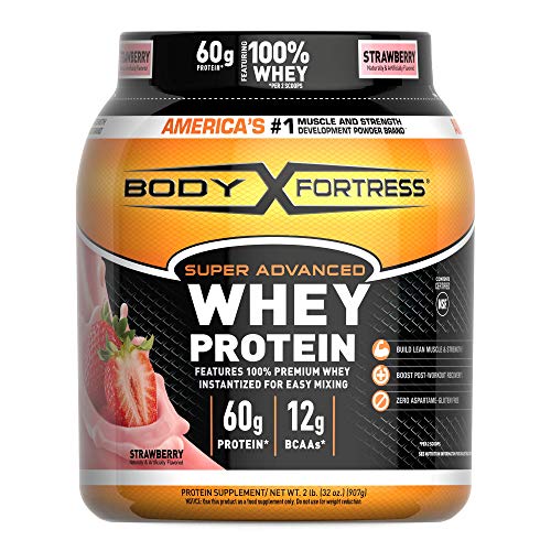 Body Fortress Super Advanced Whey Protein Powder, Gluten Free, Strawberry, 2 Pound (Packaging May Vary)