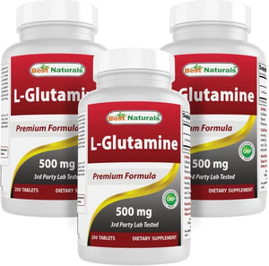 Best Naturals L-Glutamine 500mg, 250 Tablets (250 Count (Pack of 3))