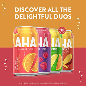 AHA Sparkling Water, Citrus + Green Tea Flavored Water, with Caffeine & Electrolytes, Zero Calories, Sodium Free, No Sweeteners, 12 fl oz, 8 Pack