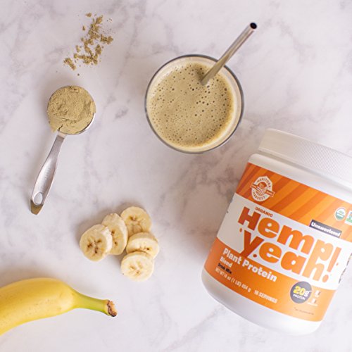 Manitoba Harvest Hemp Yeah! Organic Protein Powder, Unsweetened, with 20g of Complete Plant Protein (Hemp + Pea), 2g of Fiber & 2g Omegas 3&6 Per Serving, Non-GMO, Vegan, 1 lbs