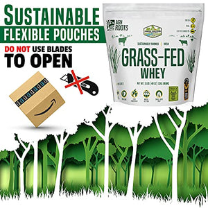 AGN Roots Grassfed Whey Protein | Certified Brand List ASPCA | Certified Entire Life On Pasture Grass Fed | Unflavored | Informed Choice & Sport | Sustainably Farmed | Certified by A Greener World