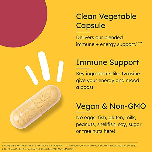 Veri Boosted Natural Immune Support Supplement, Elderberry, Zinc, Quercetin, Vitamin C, Vitamin D, L-Tyrosine, Gluten Free, Non-GMO, Vegan, 90 Capsules