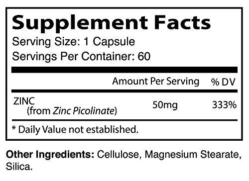 Zinc Supplements 50mg Picolinate for Kids Adults Chelated Zink Vitaminas Organic Vitamin Capsules Lozenge Chewable Tablets for Men Women for Immune Support