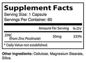 Zinc Supplements 50mg Picolinate for Kids Adults Chelated Zink Vitaminas Organic Vitamin Capsules Lozenge Chewable Tablets for Men Women for Immune Support