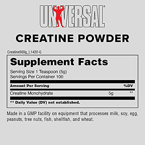 Universal Nutrition Creatine, 500-gram, Powder, Unflavored, 1.1 Pound (Pack of 1) (FID2158_1)