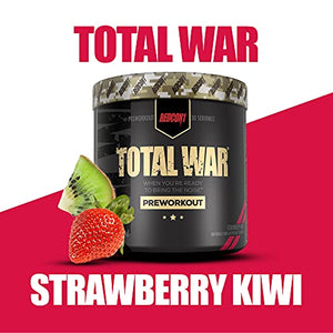 Redcon1 Total War Preworkout - Boost Energy, Increase Endurance and Focus, Beta-Alanine, 350mg Caffeine, Citrulline Malate, Nitric Oxide Booster - Keto Friendly (Strawberry Kiwi)