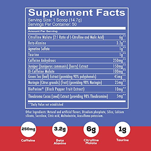 Redcon1 Total War Preworkout Powder - 50 Servings, Boost Energy, Increase Endurance and Focus, Beta-Alanine, 350mg Caffeine, Citrulline Malate, Nitric Oxide Booster - Keto Friendly (Blue Raspberry)