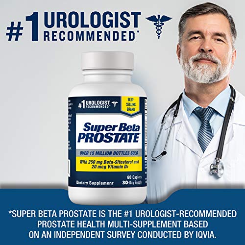 Super Beta Prostate – Over 15 Million Bottles Sold – Urologist Recommended Prostate Supplement for Men - Reduce Bathroom Trips Night, Promote Sleep & Bladder Emptying, Beta Sitosterol (60ct, 1 Bottle)