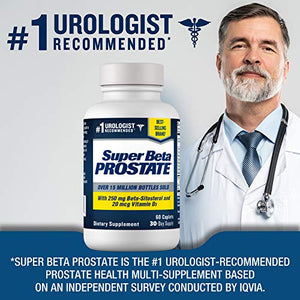 Super Beta Prostate – Over 15 Million Bottles Sold – Urologist Recommended Prostate Supplement for Men - Reduce Bathroom Trips Night, Promote Sleep & Bladder Emptying, Beta Sitosterol (60ct, 1 Bottle)