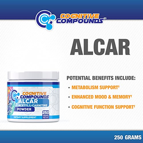 Acetyl L-Carnitine (ALCAR) Powder - Improved Metabolism & Improved Mood & Memory - 250 Grams - Cognitive Compounds