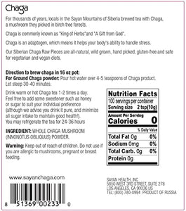Sayan Siberian Raw Ground Chaga Powder 2.2 Lbs (1Kg) - Wild Forest Mushroom Tea, Powerful Adaptogen Antioxidant Supplement, Support for Immune System, Digestive Health + Helps Inflammation Reduction