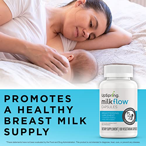 Upspring Milkflow Breastfeeding Supplement Capsules with Fenugreek & Blessed Thistle | Lactation Supplement to Promote Healthy Breast Milk Supply | 100 Capsules