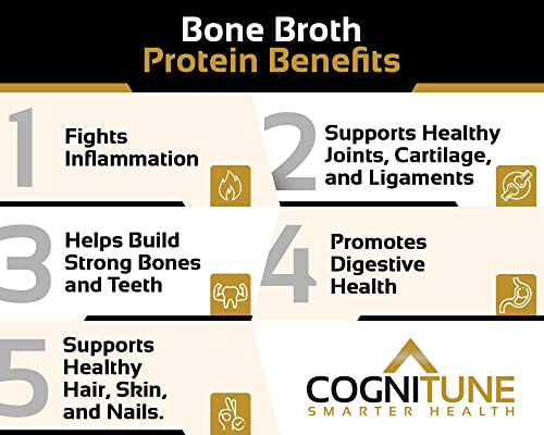 Bone Broth Protein Powder with Organic Turmeric & Collagen Peptides - Grass Fed Beef Bone Broth Collagen - Keto & Paleo Friendly Nutrition - Turmeric Flavor 22g Protein, 20 Servings