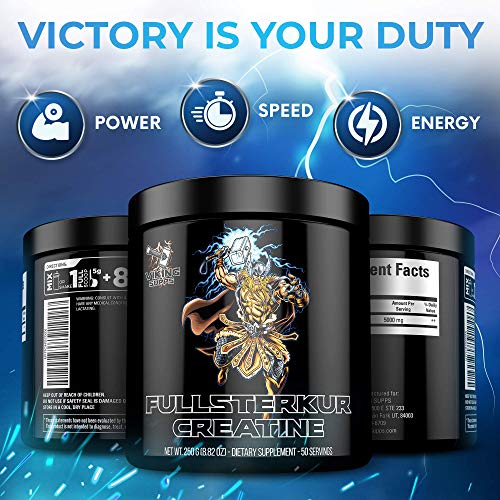 Viking Supps Fullsterkur Creatine, Pure Unflavored Creatine Monohydrate Powder, 5 Grams Per Serving, 50 Servings