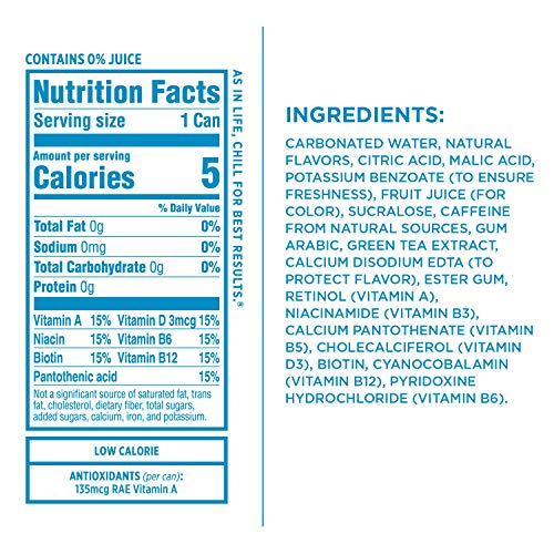 Sparkling ICE +Caffeine Cherry Vanilla Sparkling Water, with Antioxidants and Vitamins, Zero Sugar, 16 fl oz Cans (Pack Of 12) & +Caffeine Blue Raspberry Sparkling Water, 16 fl oz Cans (Pack Of 12)
