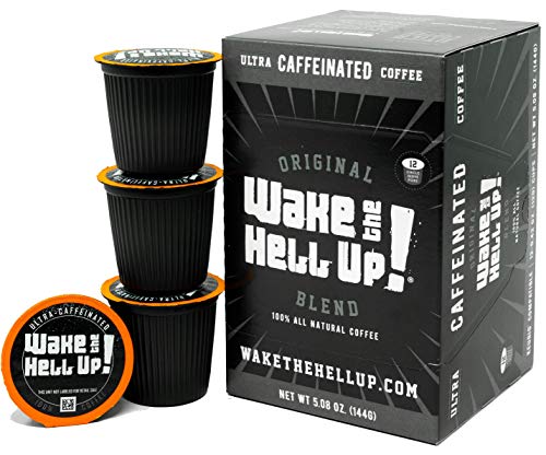 Wake The Hell Up! Dark Roast Single Serve Coffee Pods | Ultra-Caffeinated Coffee For K-Cup Compatible Brewers | 12 Count, 2.0 Compatible Pods | Perfect Balance of Higher Caffeine & Great Flavor.