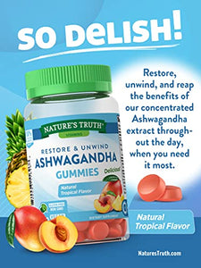 Ashwagandha Gummies | Vegan, Non-GMO, & Gluten Free | 60 Tropical Flavor Gummies | by Natures Truth