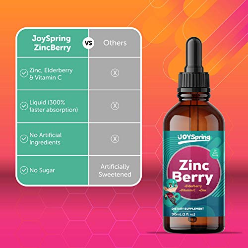 ZincBerry Immune Support for Kids - Elderberry with Zinc and Vitamin C for Kids & Toddler Vitamins - Liquid Kids Zinc Supplements - Organic Zinc for Kids & Elderberry Kids Vitamins Immune Support 1oz