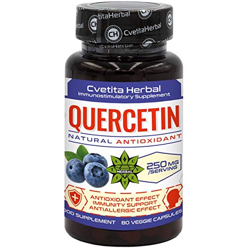 Quercetin | 80 Vegetarian Capsules x 250 mg (40 Days Supply) | Sophora Japonica Extract | High Absorbtion | Supports Antioxidant Status | by Cvetita Herbal