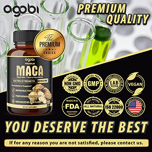 7in1 Premium Maca Root Capsules with Ashwagandha, Ginseng, Tribulus Terrestris and More Equivalent 8050mg - Natural Energy, Performance and Mood Support - 150 Capsules 5-Month Supply