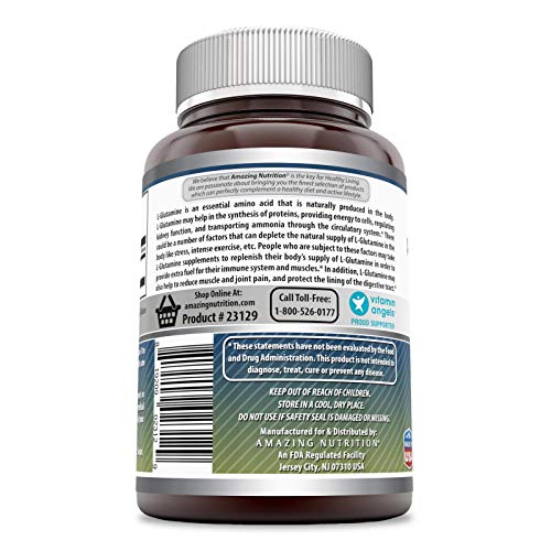 Amazing Formulas - L-Glutamine Dietary Supplement - 500 Milligrams Capsules (Non-GMO,Gluten Free) Promotes a Healthy Immune System - Supports Muscular System* (250 Count)