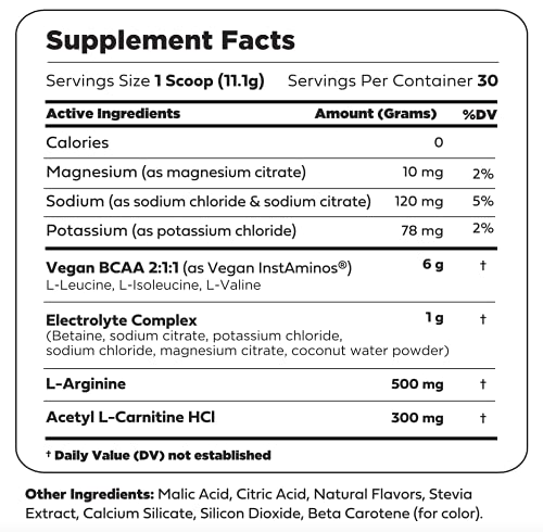 Ultra Clean Vegan BCAA Powder + Electrolytes (Peach Mango | 6G) 2:1:1 Sugar-Free/No Sucralose BCAAs Amino Acids Supplement for Women/Men - Best BCAA Vegan Amino Acids After Post Workout Recovery Drink