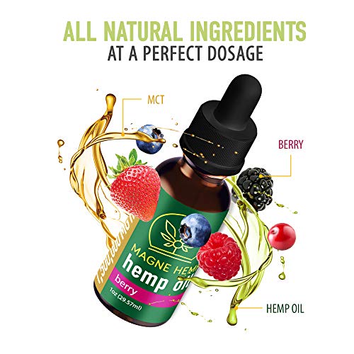 MAGNEHEMP - 1,500,000MG Berry Flavored Hemp Oil Extract for Pain & Stress, Hemp Oil Drops for Better Sleep